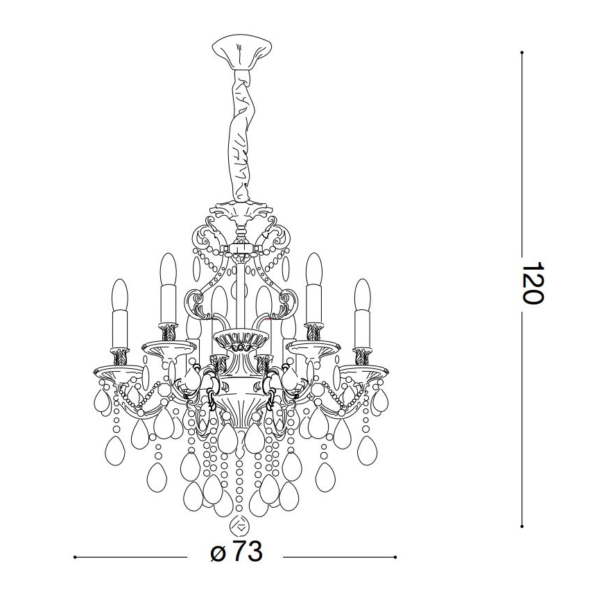 Ideal Lux - Kristalli-ketjukattokruunu GIOCONDA 8xE14/40W/230V halkaisija 73 cm kulta