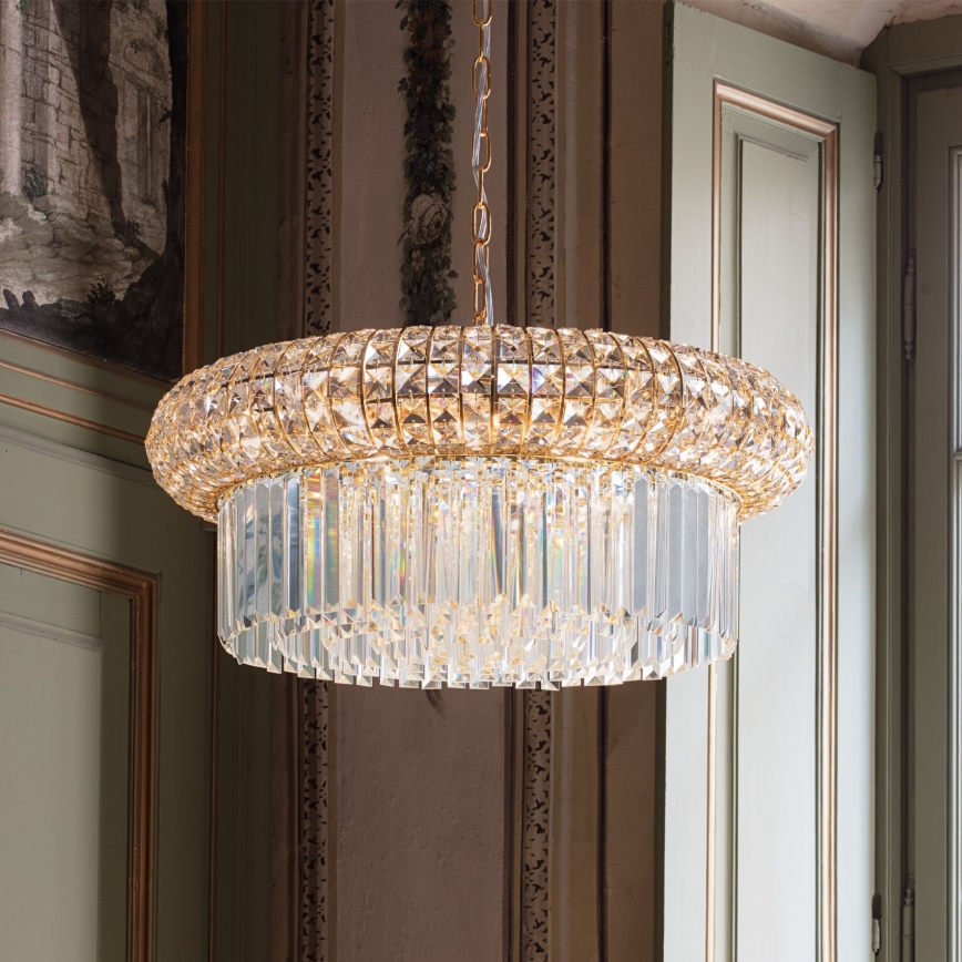 Ideal Lux - Kristalli-ketjukattokruunu NABUCCO 12xE14/40W/230V halkaisija 60 cm kulta
