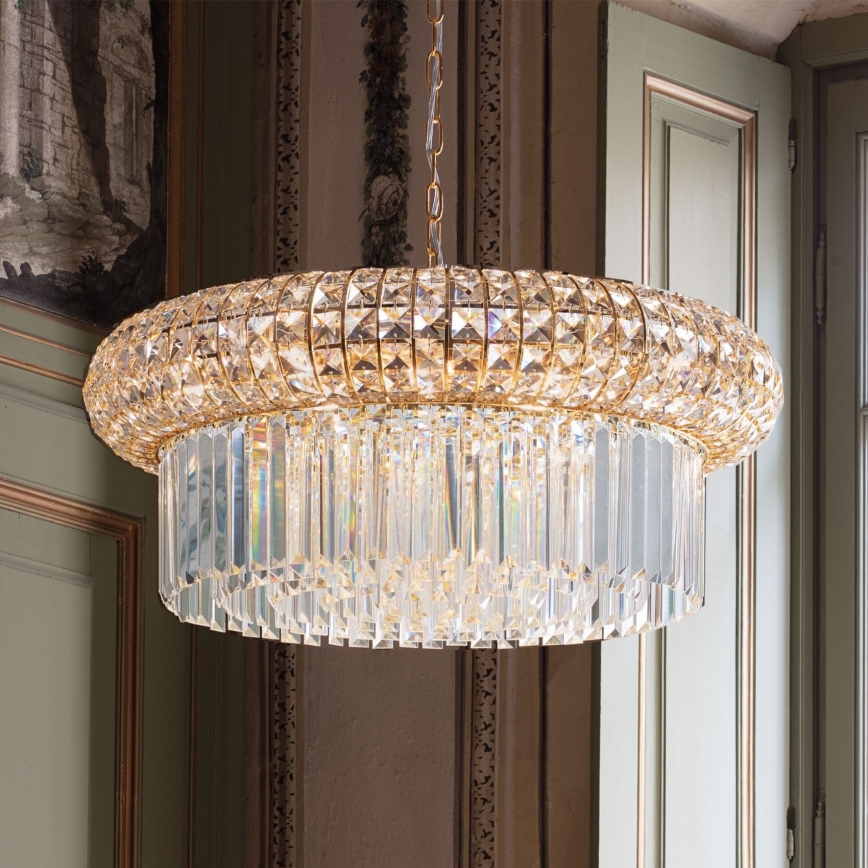 Ideal Lux - Kristalli-ketjukattokruunu NABUCCO 16xE14/40W/230V halkaisija 70 cm kulta