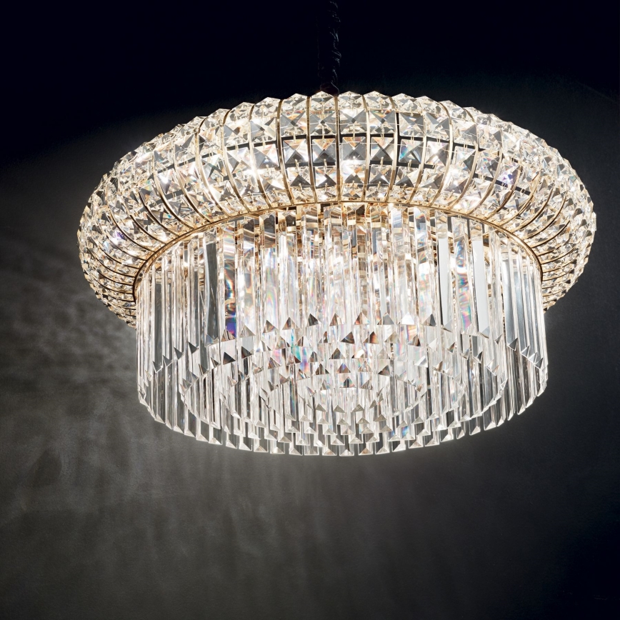 Ideal Lux - Kristalli-ketjukattokruunu NABUCCO 16xE14/40W/230V halkaisija 70 cm kulta