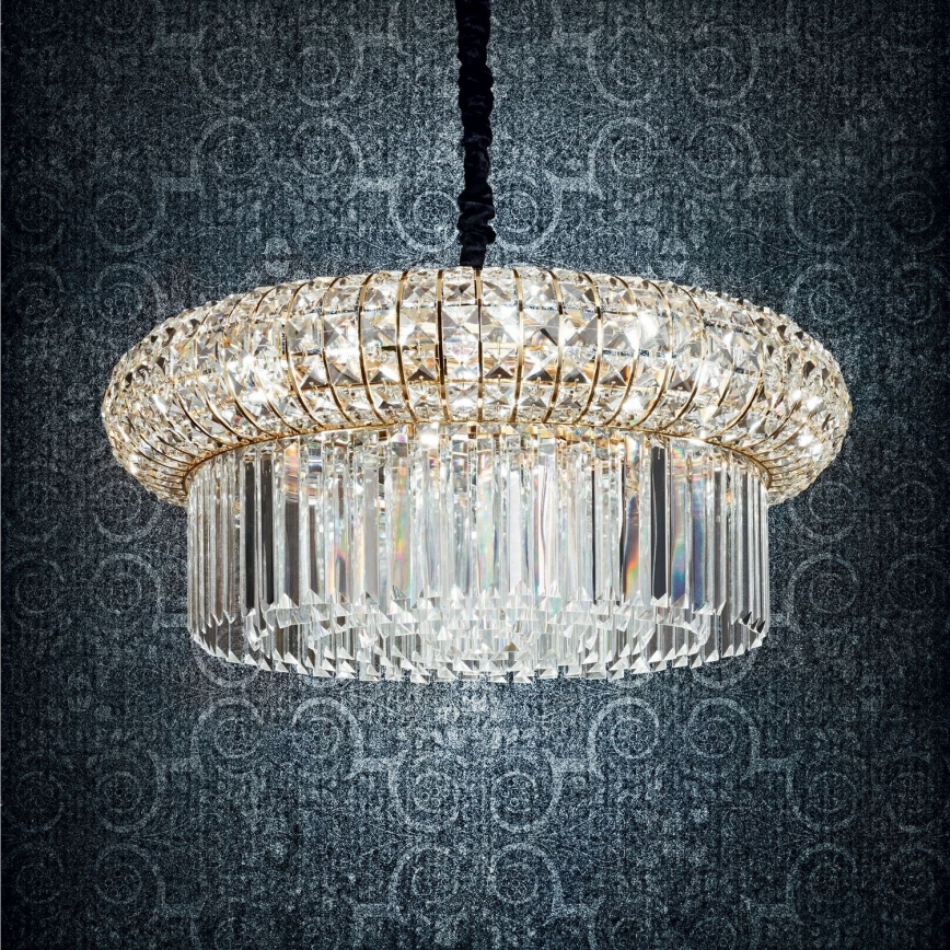 Ideal Lux - Kristalli-ketjukattokruunu NABUCCO 16xE14/40W/230V halkaisija 70 cm kulta