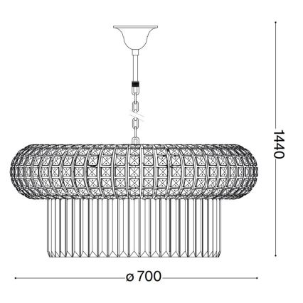 Ideal Lux - Kristalli-ketjukattokruunu NABUCCO 16xE14/40W/230V halkaisija 70 cm kulta