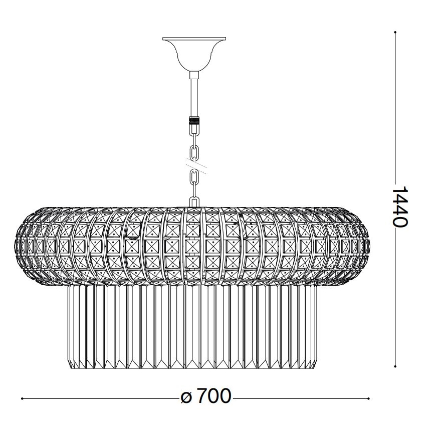 Ideal Lux - Kristalli-ketjukattokruunu NABUCCO 16xE14/40W/230V halkaisija 70 cm kulta