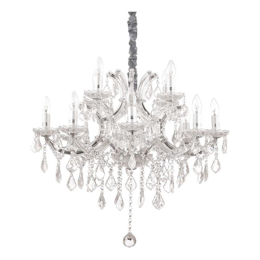 Ideal Lux - Kristalli-ketjukattokruunu NAPOLEON 12xE14/40W/230V halkaisija 74 cm kiiltävä kromi