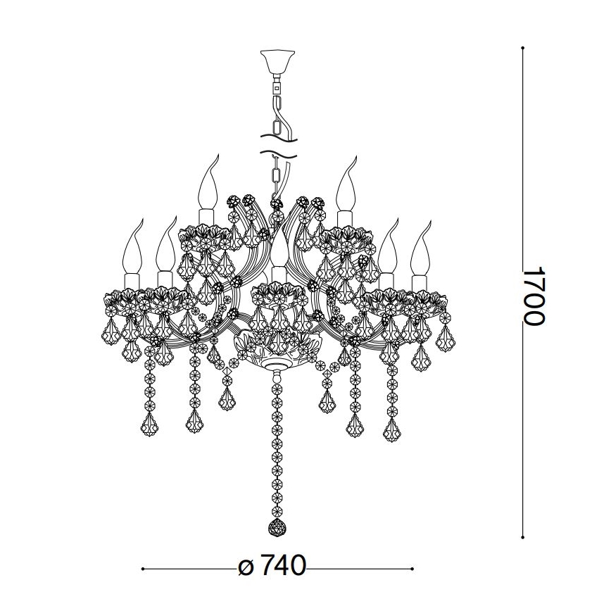 Ideal Lux - Kristalli-ketjukattokruunu NAPOLEON 12xE14/40W/230V halkaisija 74 cm kulta