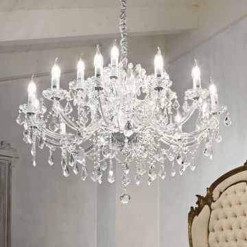 Ideal Lux - Kristalli-ketjukattokruunu NAPOLEON 18xE14/40W/230V halkaisija 96 cm kiiltävä kromi
