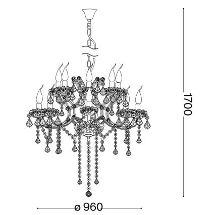 Ideal Lux - Kristalli-ketjukattokruunu NAPOLEON 18xE14/40W/230V halkaisija 96 cm kiiltävä kromi