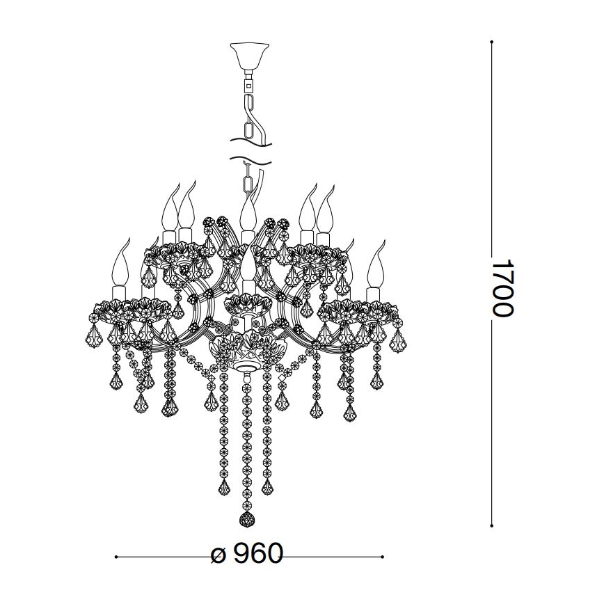 Ideal Lux - Kristalli-ketjukattokruunu NAPOLEON 18xE14/40W/230V halkaisija 96 cm kulta