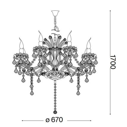 Ideal Lux - Kristalli-ketjukattokruunu NAPOLEON 8xE14/40W/230V halkaisija 67 cm kromi