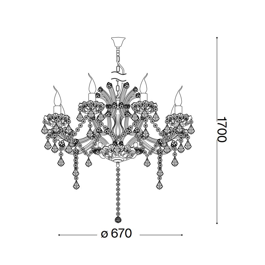 Ideal Lux - Kristalli-ketjukattokruunu NAPOLEON 8xE14/40W/230V halkaisija 67 cm kromi