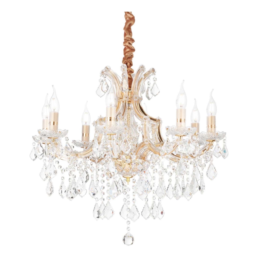 Ideal Lux - Kristalli-ketjukattokruunu NAPOLEON 8xE14/40W/230V halkaisija 67 cm kulta