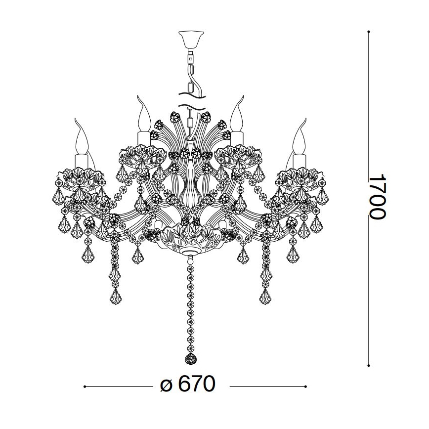 Ideal Lux - Kristalli-ketjukattokruunu NAPOLEON 8xE14/40W/230V halkaisija 67 cm kulta