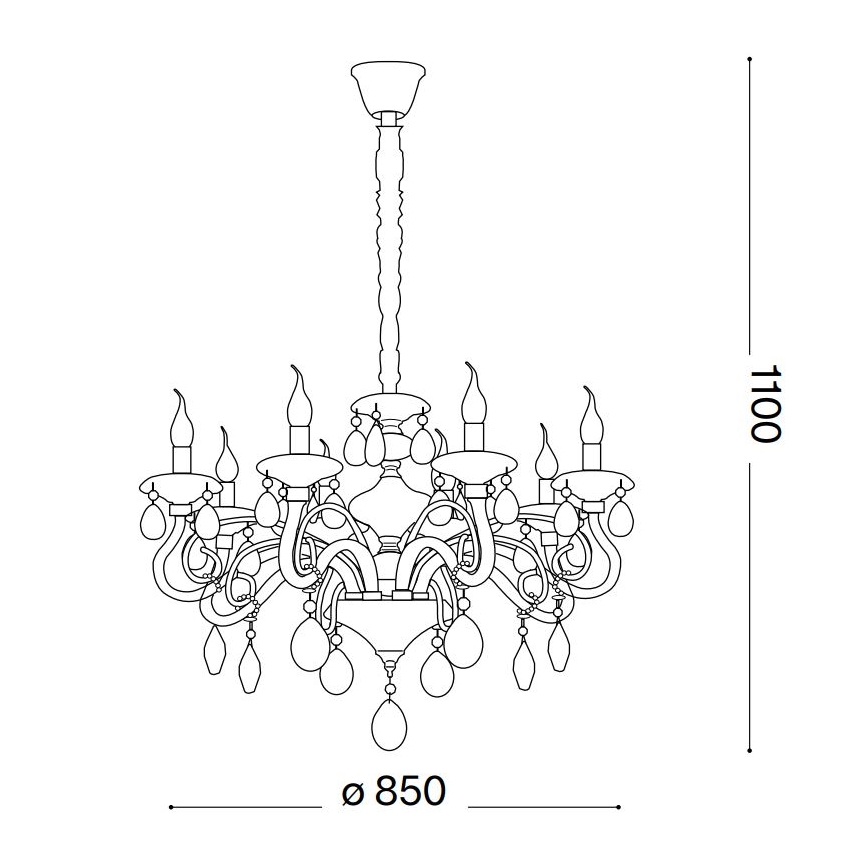 Ideal Lux - Kristalli-ketjukattokruunu NEGRESCO 10xE14/28W/230V halkaisija 85 cm läpinäkyvä