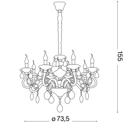 Ideal Lux - Kristalli-ketjukattokruunu NEGRESCO 8xE14/28W/230V halkaisija 73,5 cm läpinäkyvä