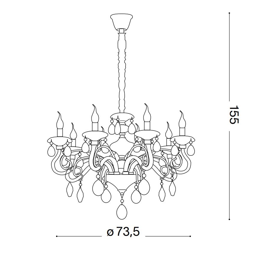 Ideal Lux - Kristalli-ketjukattokruunu NEGRESCO 8xE14/28W/230V halkaisija 73,5 cm läpinäkyvä