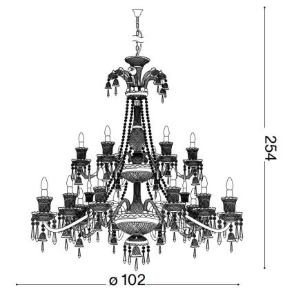 Ideal Lux - Kristalli-ketjukattokruunu REDENTORE 18xE14/40W/230V halkaisija 102 cm läpinäkyvä