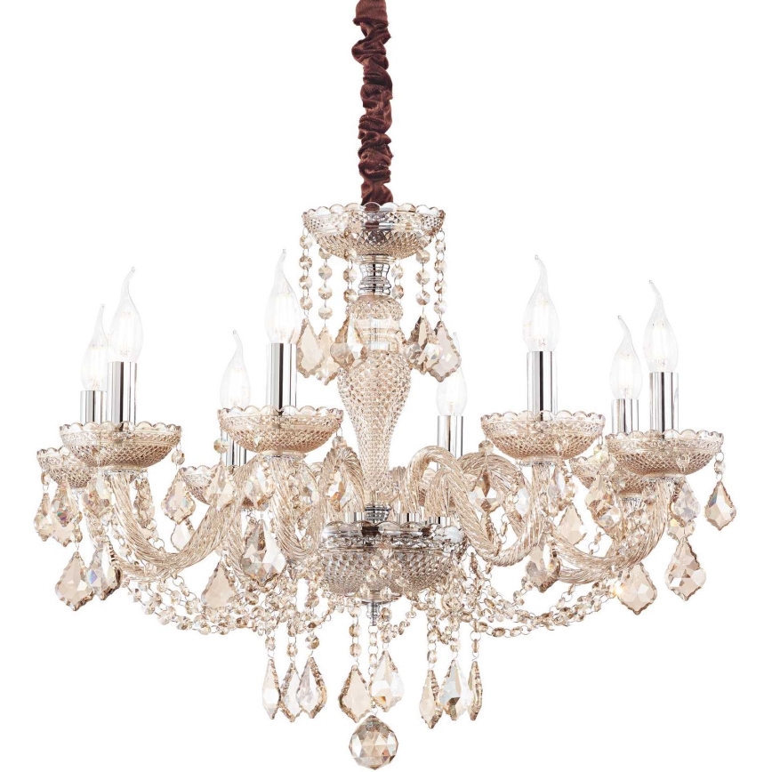 Ideal Lux - Kristalli-ketjukattokruunu ROSE 8xE14/40W/230V halkaisija 78 cm beige