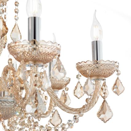 Ideal Lux - Kristalli-ketjukattokruunu ROSE 8xE14/40W/230V halkaisija 78 cm beige