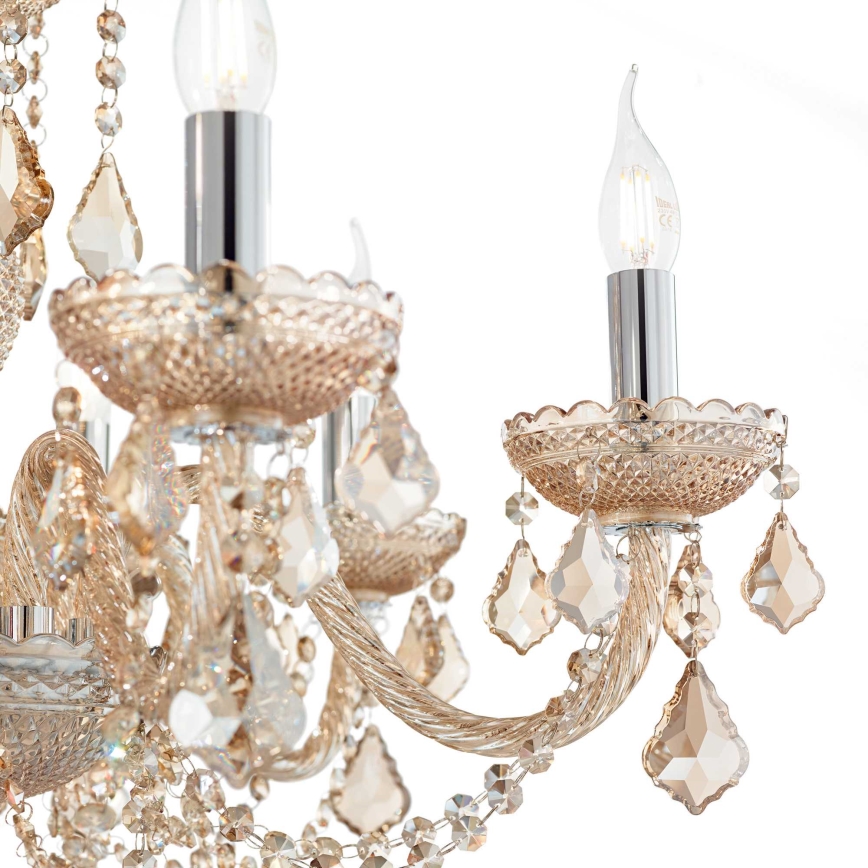Ideal Lux - Kristalli-ketjukattokruunu ROSE 8xE14/40W/230V halkaisija 78 cm beige