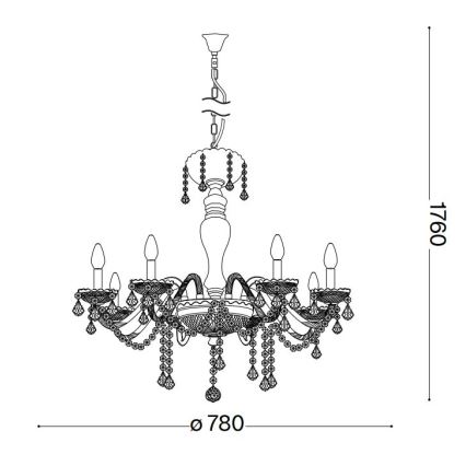 Ideal Lux - Kristalli-ketjukattokruunu ROSE 8xE14/40W/230V halkaisija 78 cm beige
