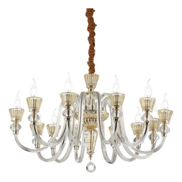 Ideal Lux - Kristalli-ketjukattokruunu STRAUSS 12xE14/40W/230V halkaisija 84,5 cm messinki