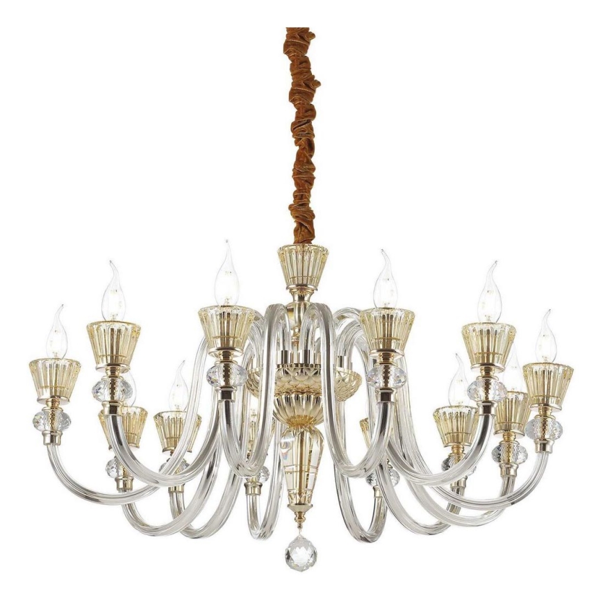 Ideal Lux - Kristalli-ketjukattokruunu STRAUSS 12xE14/40W/230V halkaisija 84,5 cm messinki