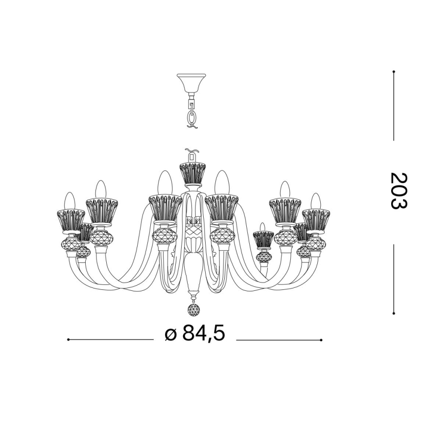 Ideal Lux - Kristalli-ketjukattokruunu STRAUSS 12xE14/40W/230V halkaisija 84,5 cm messinki