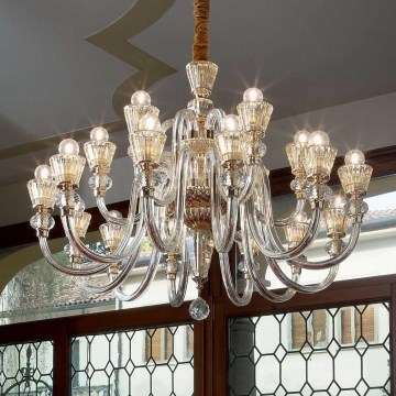 Ideal Lux - Kristalli-ketjukattokruunu STRAUSS 18xE14/40W/230V halkaisija 85 cm messinki