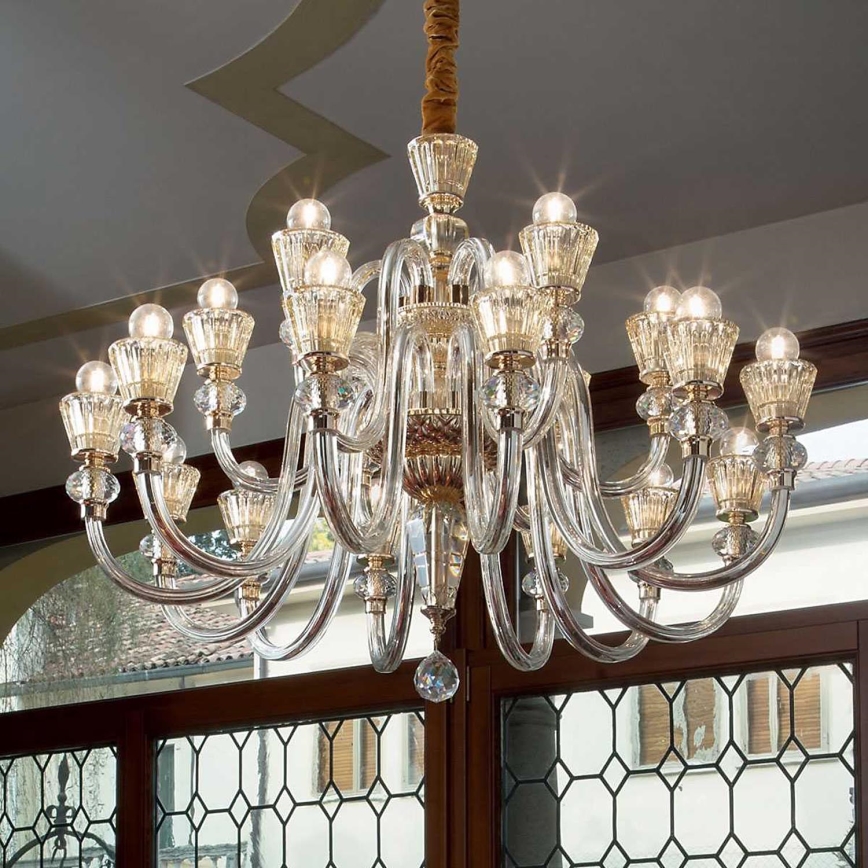 Ideal Lux - Kristalli-ketjukattokruunu STRAUSS 18xE14/40W/230V halkaisija 85 cm messinki