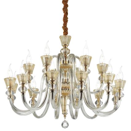 Ideal Lux - Kristalli-ketjukattokruunu STRAUSS 18xE14/40W/230V halkaisija 85 cm messinki