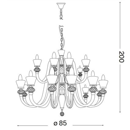 Ideal Lux - Kristalli-ketjukattokruunu STRAUSS 18xE14/40W/230V halkaisija 85 cm messinki