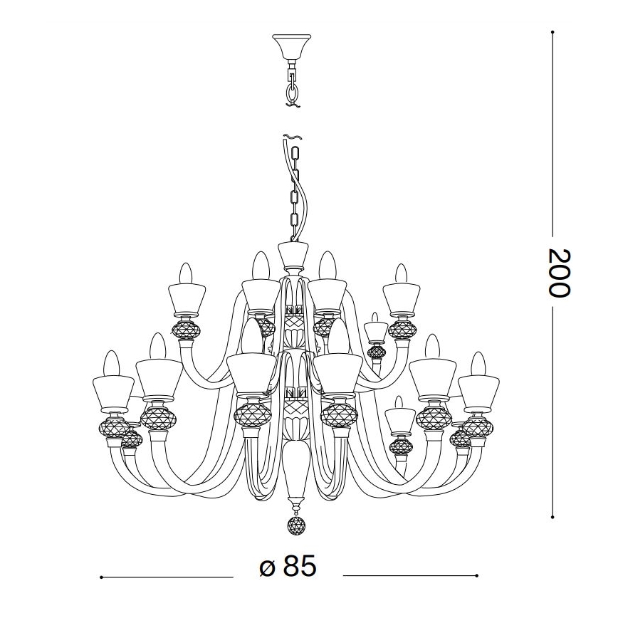 Ideal Lux - Kristalli-ketjukattokruunu STRAUSS 18xE14/40W/230V halkaisija 85 cm messinki