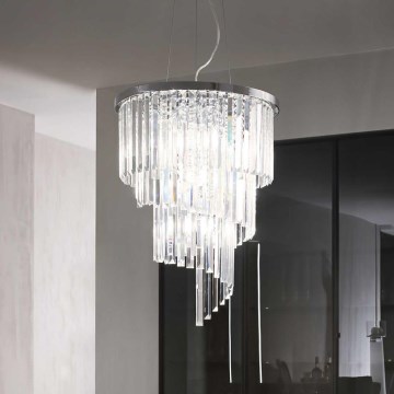 Ideal Lux - Kristallikruunu johdossa CARLTON 12xE14/40W/230V halkaisija 50 cm kiiltävä kromi