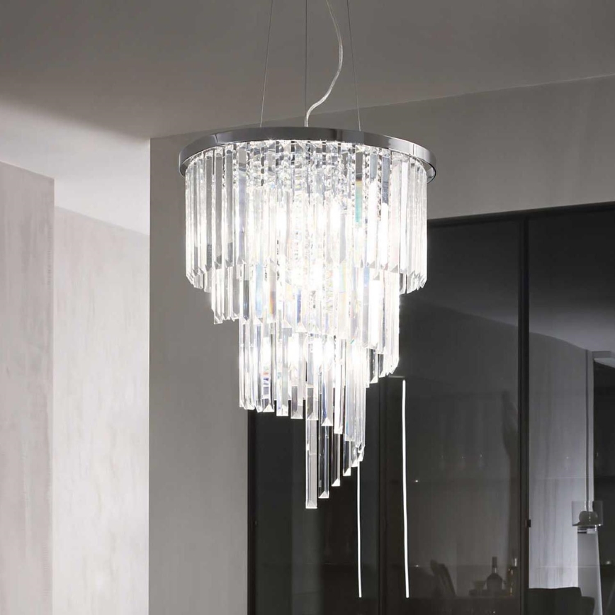 Ideal Lux - Kristallikruunu johdossa CARLTON 12xE14/40W/230V halkaisija 50 cm kiiltävä kromi