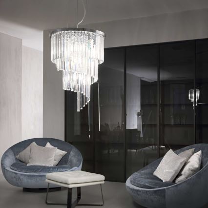 Ideal Lux - Kristallikruunu johdossa CARLTON 12xE14/40W/230V halkaisija 50 cm kiiltävä kromi