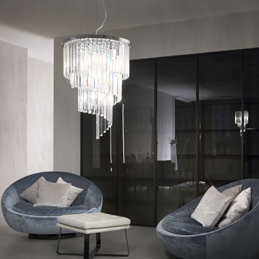 Ideal Lux - Kristallikruunu johdossa CARLTON 12xE14/40W/230V halkaisija 50 cm kiiltävä kromi