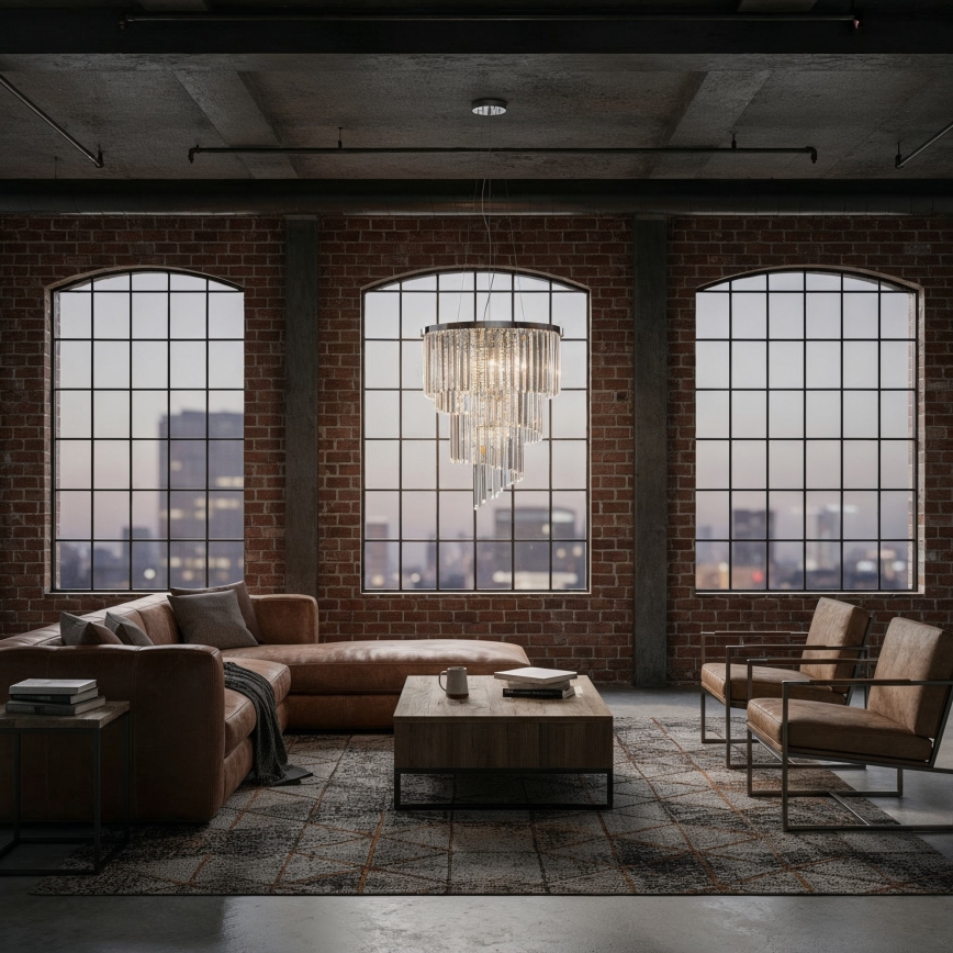 Ideal Lux - Kristallikruunu johdossa CARLTON 12xE14/40W/230V halkaisija 50 cm kiiltävä kromi