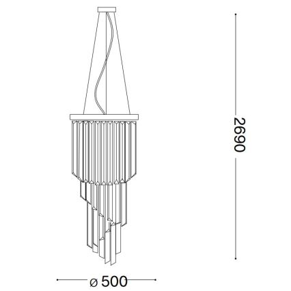 Ideal Lux - Kristallikruunu johdossa CARLTON 12xE14/40W/230V halkaisija 50 cm kulta