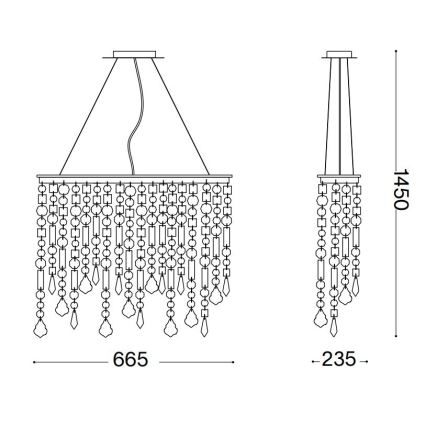 Ideal Lux - Kristallikruunu johdossa RAIN 5xE14/40W/230V läpinäkyvä