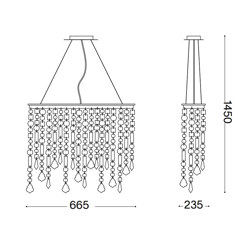 Ideal Lux - Kristallikruunu johdossa RAIN 5xE14/40W/230V läpinäkyvä