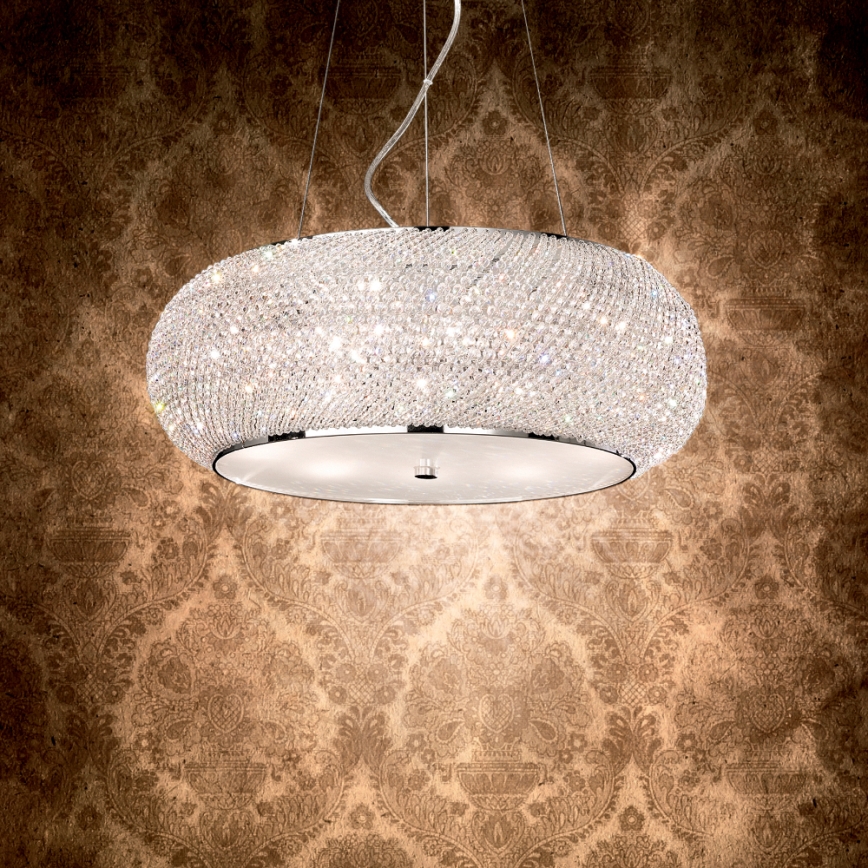 Ideal Lux - Kristallikruunu PASHA 10xE14/40W/230V halkaisija 55 cm kiiltävä kromi