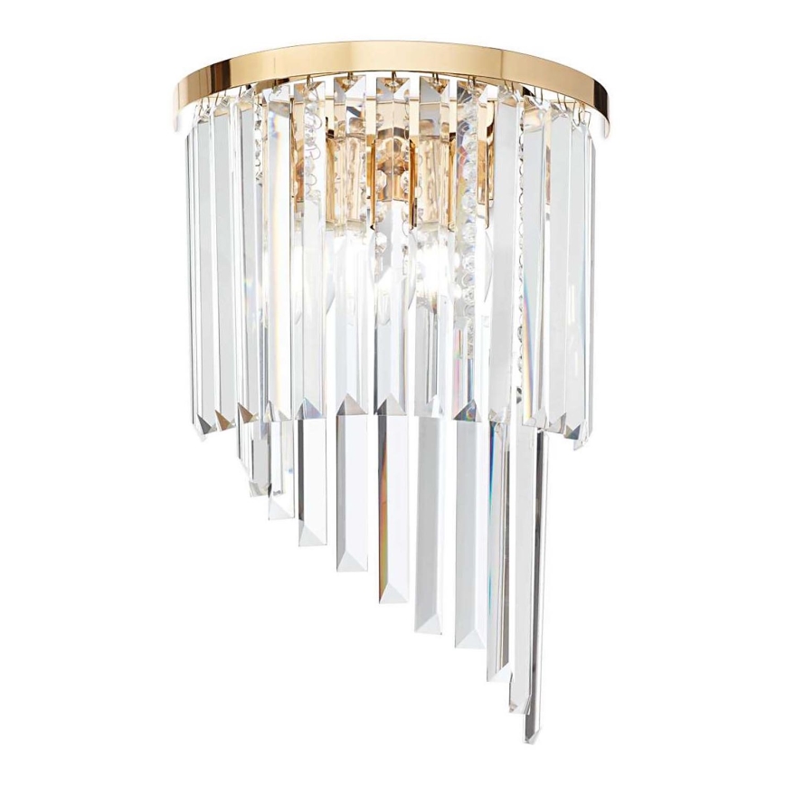 Ideal Lux - Kristalliseinävalaisin CARLTON 3xE14/40W/230V kulta