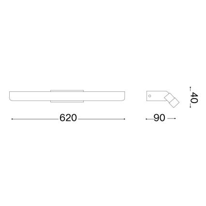 Ideal Lux - Kylpyhuoneen LED-peilivalo RIFLESSO LED/16W/230V 62 cm CRI 90 IP54 kiiltävä kromi