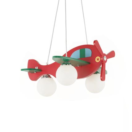 Ideal Lux - Lasten riipuskattokruunu johdossa AVION 3xE27/28W/230V punainen