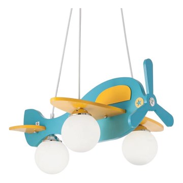 Ideal Lux - Lasten riipuskattokruunu johdossa AVION 3xE27/28W/230V sininen