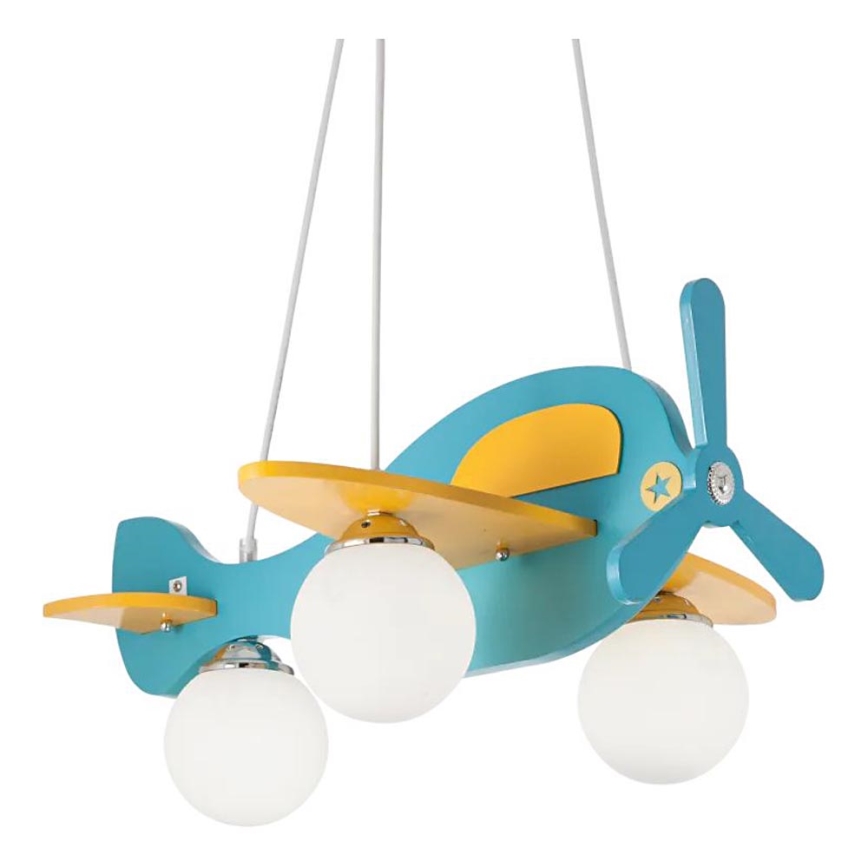 Ideal Lux - Lasten riipuskattokruunu johdossa AVION 3xE27/28W/230V sininen