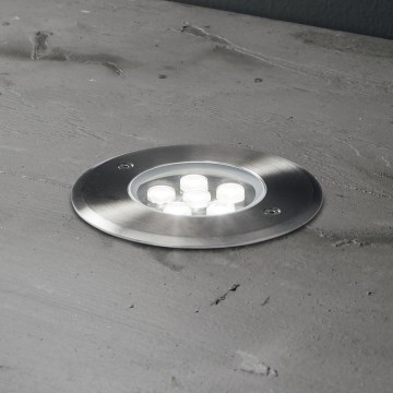 Ideal Lux - LED-ajotievalo FLOOR LED/6W/230V halkaisija 12 cm CRI 90 IP67 kiiltävä kromi