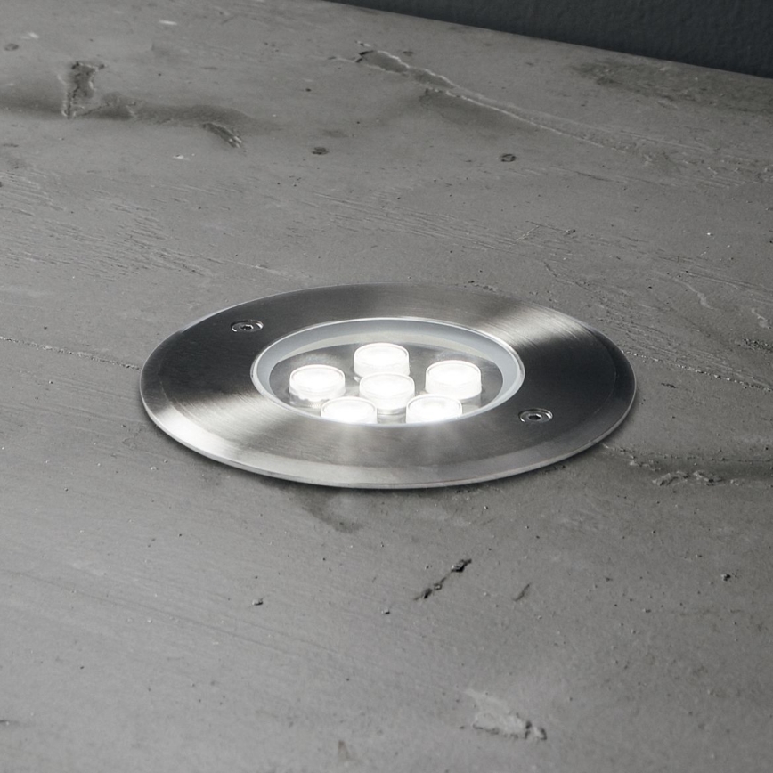 Ideal Lux - LED-ajotievalo FLOOR LED/6W/230V halkaisija 12 cm CRI 90 IP67 kiiltävä kromi