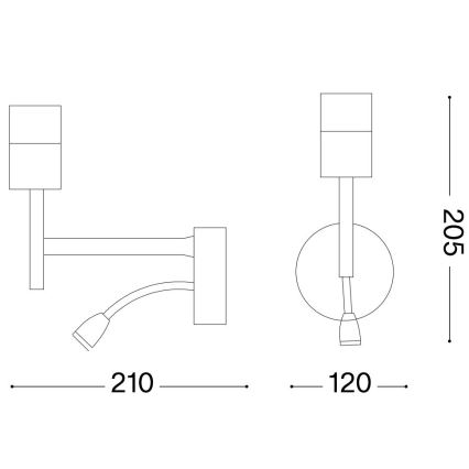 Ideal Lux - LED Joustava lamppu telineen kanssa SETTI UP 1xE27/42W + LED/3W/230V CRI 90 USB kiiltävä kromi