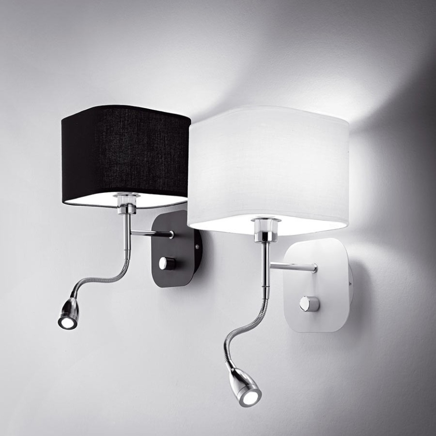 Ideal Lux - LED Joustava seinävalaisin 1xE14/40W/230V + LED/1W/230V musta